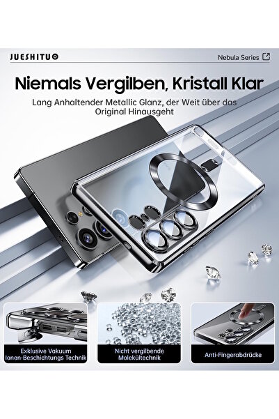 m.tk moveteck Samsung Galaxy S25 Ultra Kılıf Magsafe Renkli Kenarlı Arkası Şeffaf Silikon + Ekran Koruyucu Cam Set