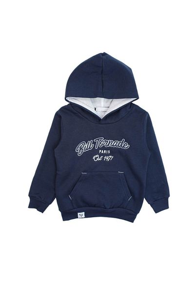 BILL TORNADE Children's sweatshirt, with front pocket, blue, 8 years, 128 cm, Est 1977, Bill Tornade
