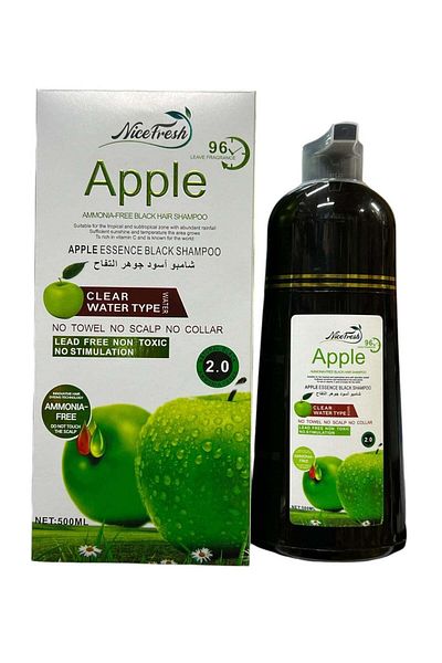 nice fresh Apple Hair Color Shampoo Natural Black 2.0 96HR 500ml
