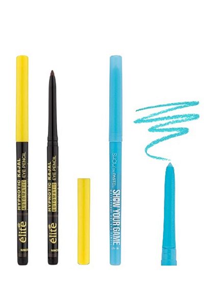 Show by Pastel Waterproof Gel Eye Pencil 403 (Blue) + Elite Hypnotic Kajal Automatic Eye Pencil (Brown)