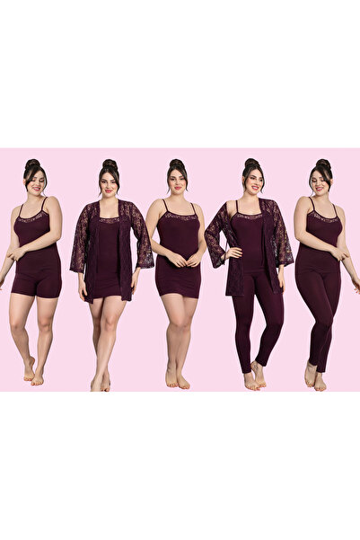 JENİKA Жіночий комплект весільного приданого з мереживною обробкою, 5 предметів