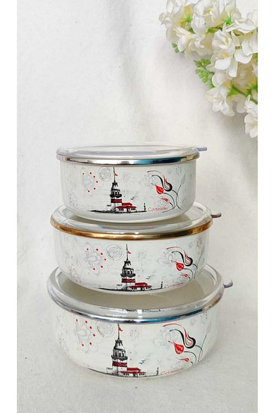 EBRULİEMAYE Istanbul Enamel Triple Storage Set 14-16-18 cm