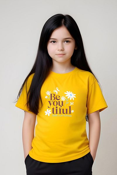 FYK KİDS Girl Be You Tiful Printed Bottom-Top Suit