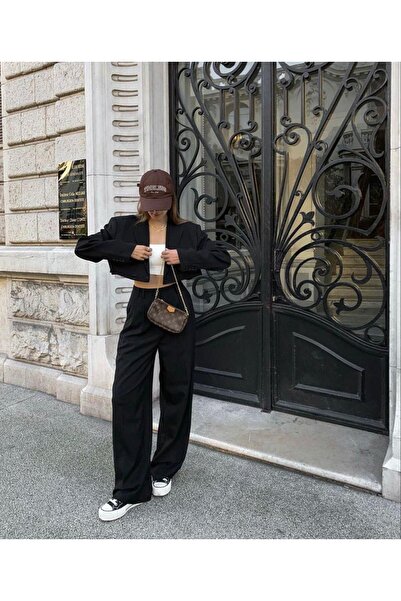 sunfyre Kadın Pileli  Yüksek Bel Kumaş Palazzo Pantolon