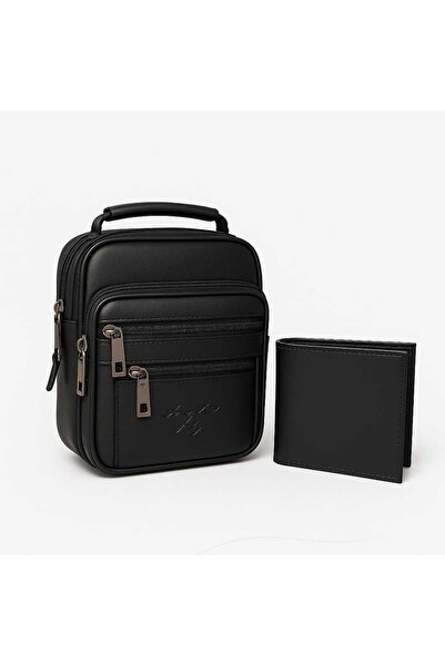 TAKYAKA Babalar Günü Erkek Dikey El Çantası ve Cüzdan İkili Set %100 Koyun De...