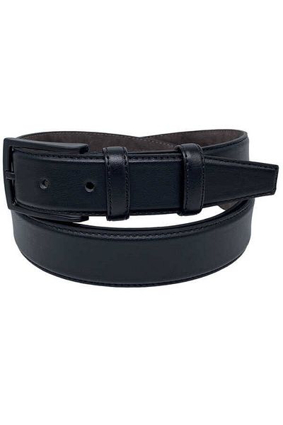 Süzer Deri Black Large Size Faux Leather 3.5 Cm Classic Belt - 8061-battal
