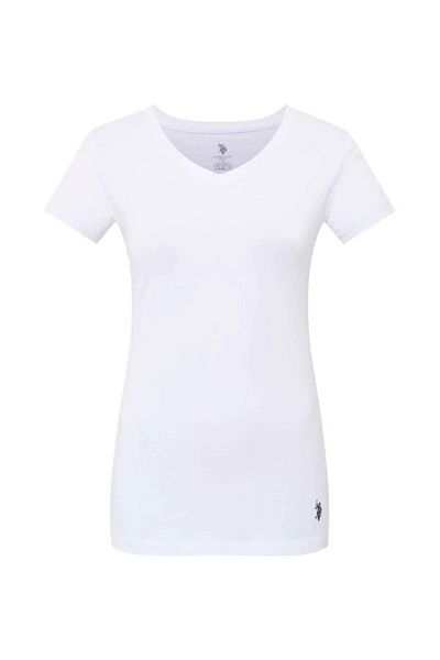 U.S. Polo Assn. U.S. Polo Assn. Women's White V-Neck Short Sleeve T-Shirt - White - Sreia66Z00V4R