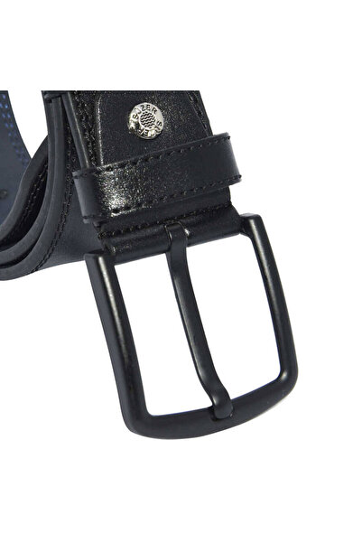 Süzer Deri Чорний штучний шкіряний ремінь з подвійним швом, 4,5 см, спортивний - 4500-11