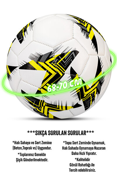 Telvesse Futbol Topu Europe Ligi Pompalı Set Dayanıklı Sert Zemin Halı Saha Futbol Topu Sarı 100