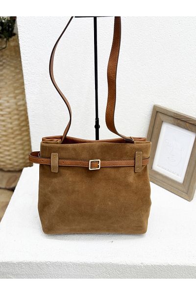 Jacquline Zd339 Belt Detail Genuine Leather Shoulder Bag Women
