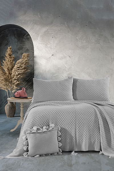 DOUX HOME Kelvin Double Knitted Bed Set 240 X 260 cm Gray