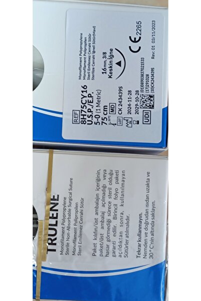 TRUSILK 5.0 EMİLELEMEZ PROLEN CERRAHİ İPLİK 1 kutu ( 12 Adet) iğne li