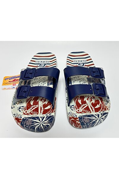 GEZER Non-Slip Anatomical Sole Navy Blue Double Banded Buckleless Women's Home Street Guest and Wet Floor Slippers