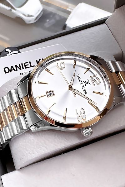 Daniel Klein Premium Men's Wristwatch 3 Atm Waterproof Silver Color Steel Cord Gift Bracelet Dke2117C2