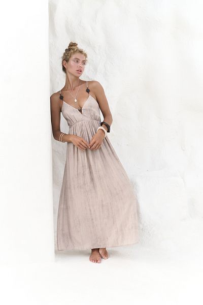 MAİ COLLECTİON Aden Bead Detail Mink Dress