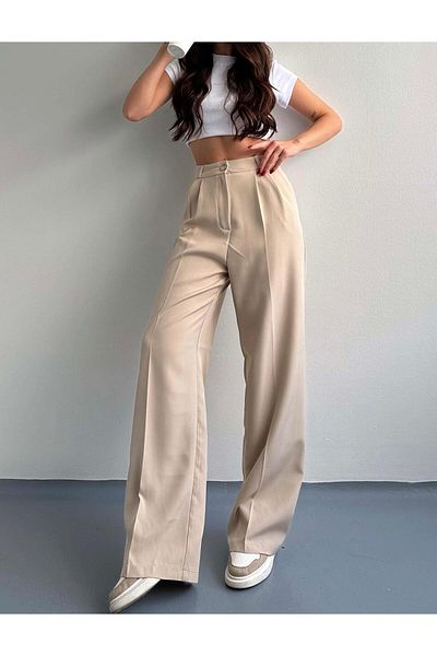 sunfyre Women's Pleated High Waist Fabric Palazzo Pants