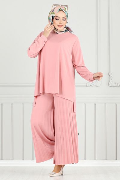 ModaMerve Set Sandy plisat 5709ZNK903-M Dusty Rose