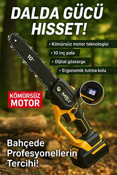 MSY professional AKÜLÜ TESTERE 10’’ KÖMÜRSÜZ otomatik yağlama ve zincir germe