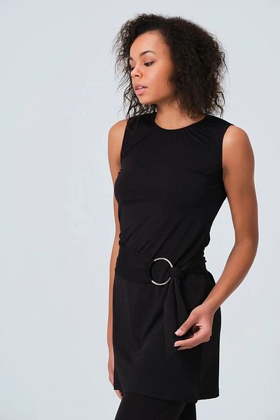 Bordomix 23819 Women's Black Zero Sleeve Belt Detailed Semi-Covered Swimsuit