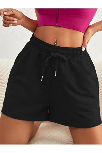 yx yustex sport شورت نسائي موسمي مريح من الليكرا الأسود قابل للتمدد وممتص للعرق