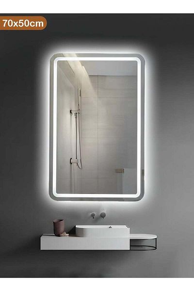 Taimi Rectangular Bathroom Mirror with LED Touch Light for Bathroom and Bedroom 70x50cm