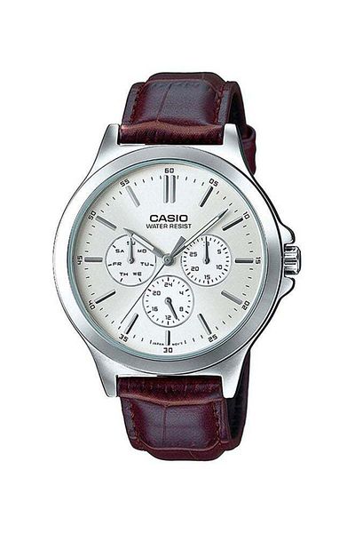 Casio Men's Leather Analog Watch CASIOMTP-V300L-7AUDF - 40 mm - Brown