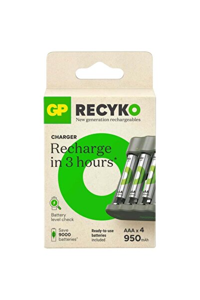 GP Recyko Şarj Cihazı ve 4x950 Mah AAA Pil