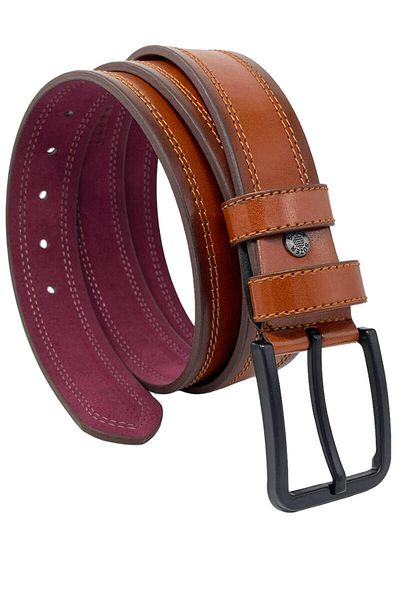 Süzer Deri Αθλητική ζώνη Tan Faux Leather Double Stitched Model 4 cm - 9023-111-22rl