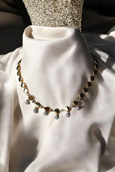 MIRADA JEWELRY Vintage Taş Detaylı Altın Kaplama Kolye