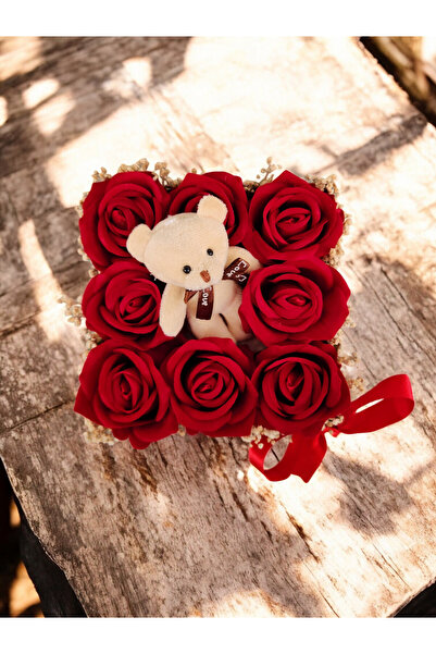 LUZAB Seni Seviyorum Yapay Gül Ayıcık Hediye Kutusu Sevgiliye Doğum Günü Özel...