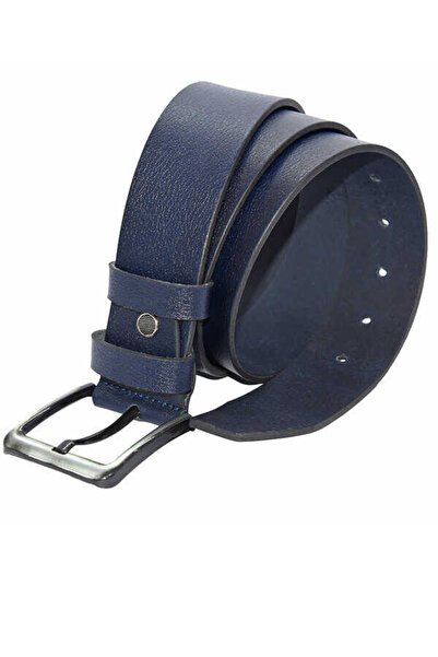Süzer Deri Αθλητική ζώνη από γνήσιο δέρμα Navy Blue 4,5 cm, Μονόστρωμα Buffalo Leather - 505-düz-21s