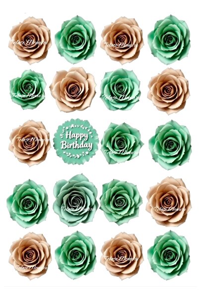 telaşe memuru زينة كعكة الزهرة الصالحة للأكل - الورد الصالح للأكل - زينة الكي...