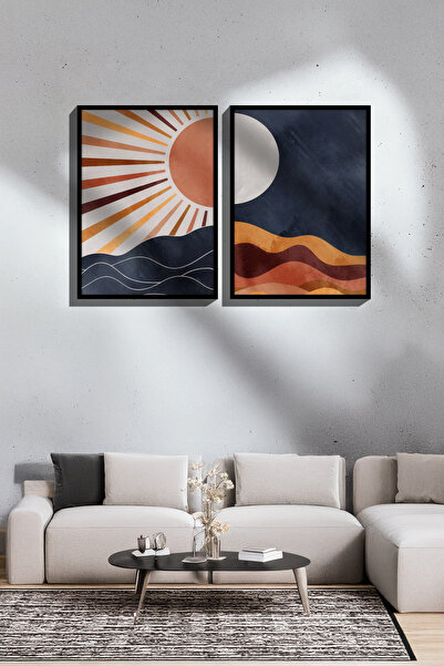 Artavessa 2 Piece True Black Color Framed Painting Set - Model 31