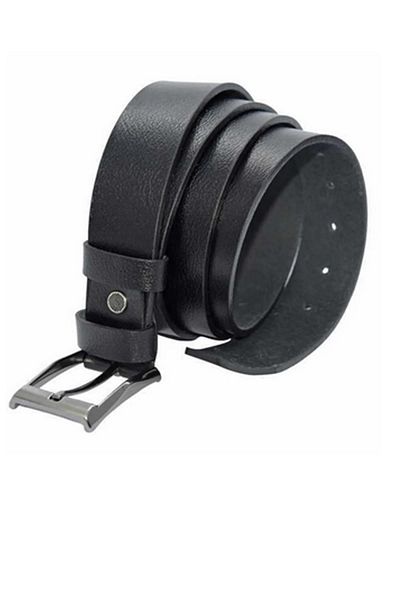 Süzer Deri Large Size Black Genuine Leather Sports Belt - 4 cm Width - 400-Battal