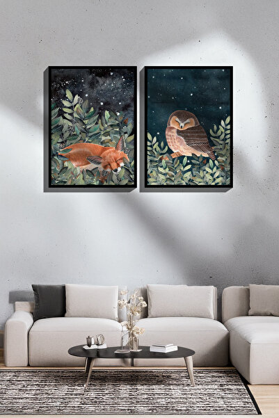 Artavessa 2 Piece True Black Color Framed Painting Set - Model 33