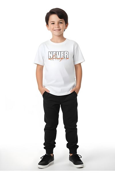 FYK KİDS Boy Never Don'T Writing Printed Bottom-Top Summer Suit