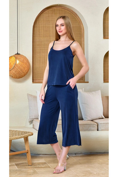 Mavelle Women's Pearl Strap Capri Bottom Top Set 25558