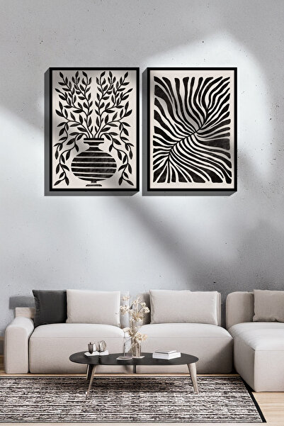 Artavessa 2 Parça Gerçek Siyah Renkli Çerçeveli Tablo Seti - Model 26