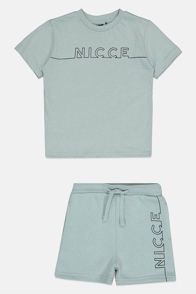 Nicce Kids Boy 2 Pieces Brand Logo T-shirt And Short Set, Sage Blue