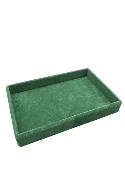 MeGass Dekor Domestic Production Small Size Suede Fabric Green Color 22/14 cm Serving Table