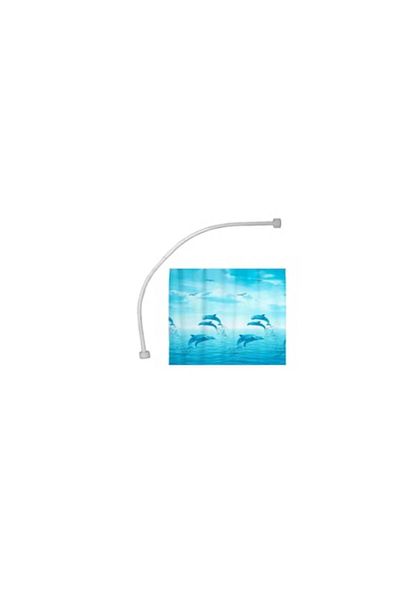 TEMPOLINE Semi-round shower rail set, corner 90 x 90 cm, with shower curtain 180X180 cm, Light blue with dolphin