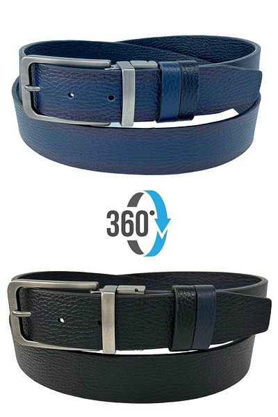Süzer Deri Navy Blue Μαύρη Κλασική Ζώνη Διπλής Όψης Γνήσιο Δέρμα 3,5 cm - 300-805