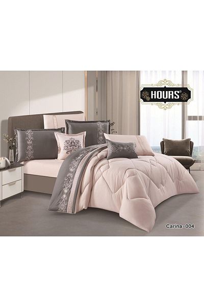 HOURS 8-piece plain embroidered double bedspread, 220 x 240 cm - luxury