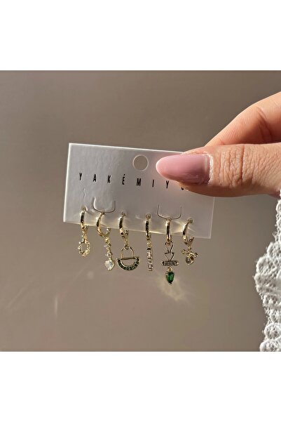 Vintagezegeni Yeşil ve Motifli Küpe Takımı I Xuping