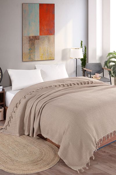Lorateks Aethra 220X220Cm Double Fringed Bedspread |   Dowry |   Gift