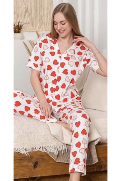 Alissa 6295 Set de pijamale pentru femei cu modele de inimă