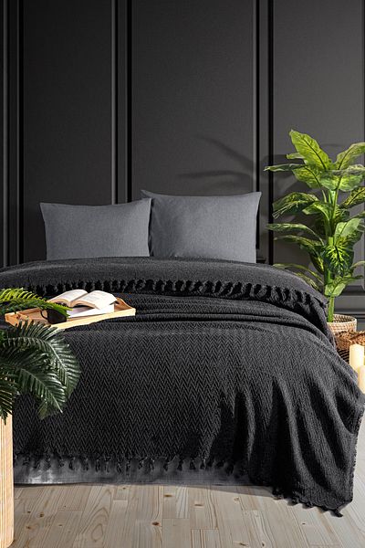 Lorateks 180X220Cm Single Fringed Bedspread |   Dowry |   Gift