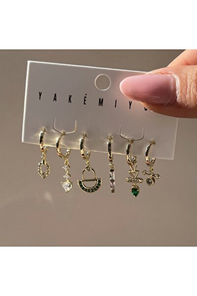 Vintagezegeni Yeşil ve Motifli Küpe Takımı I Xuping