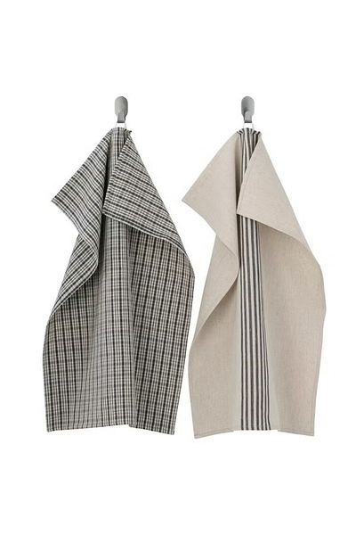 rexa Tea Towel Square Stripe Grey Beige 50x70 Cm
