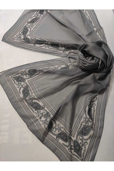 ALTUNTAŞ Women's Cotton Ethnic Patterned Shawl with Leaf Motif on the Empty Edge